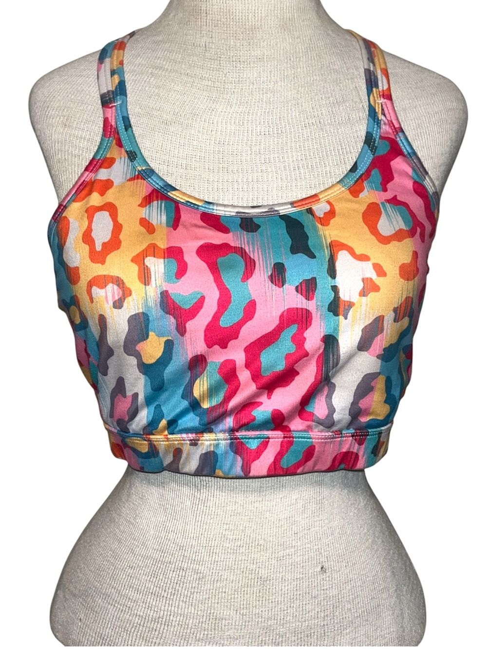 SHEIN sports bra multi bright color leopard print size XL